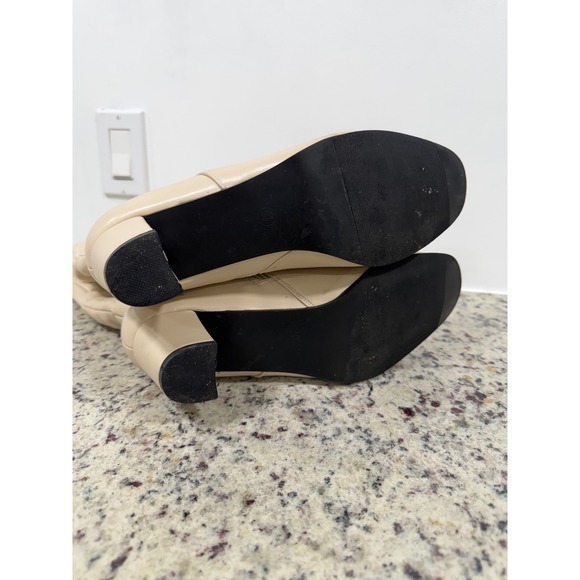 Tender Tootsies Cream Ruched Tall Boots Block Heel Slouchy Size 9.5 Wide - Picture 6 of 11